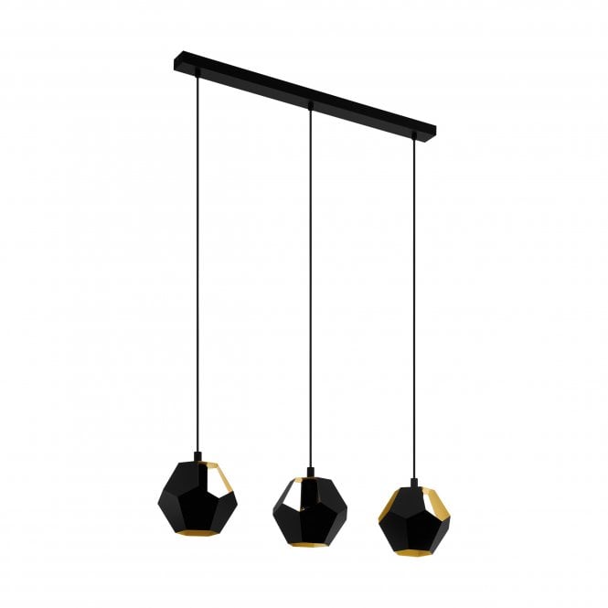 Eglo Stars Eglo Stars 39634 Rasigures 3 Light Pendant Light Black Gold