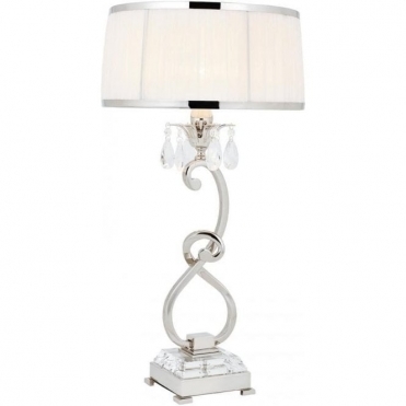 63593 Polina Antique Brass Large Table Lamp Beige Shade